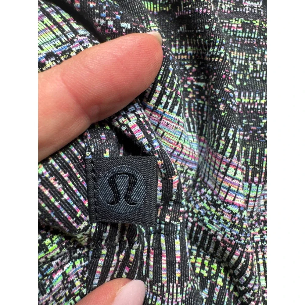 Lululemon Multicolor Glitch Pattern Cropped Quarter Zip Pullover Top